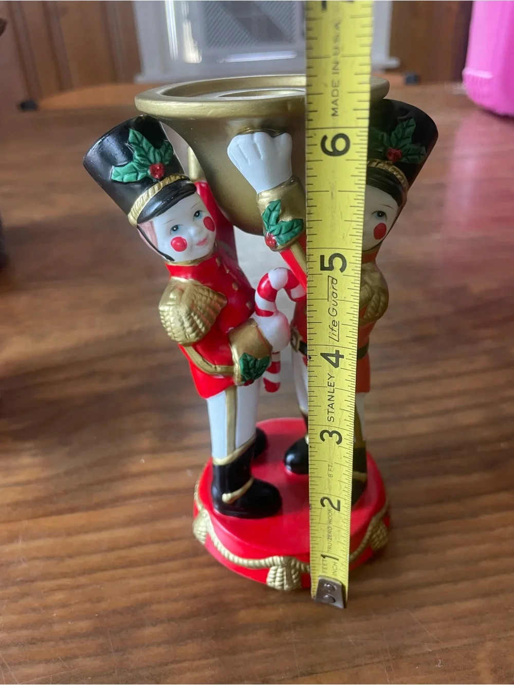 Vintage Christmas Ceramic Toy Soldier Tapestry Candle Holder festive beautiful